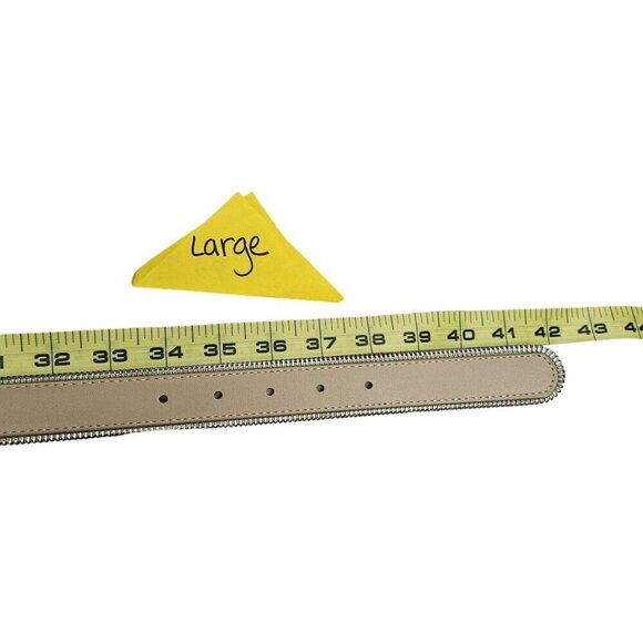 Brand Unknown NWT  Man Made Zipper-Trimmed‎ Tan Synthetic Leather Belt Neutral - Picture 7 of 8